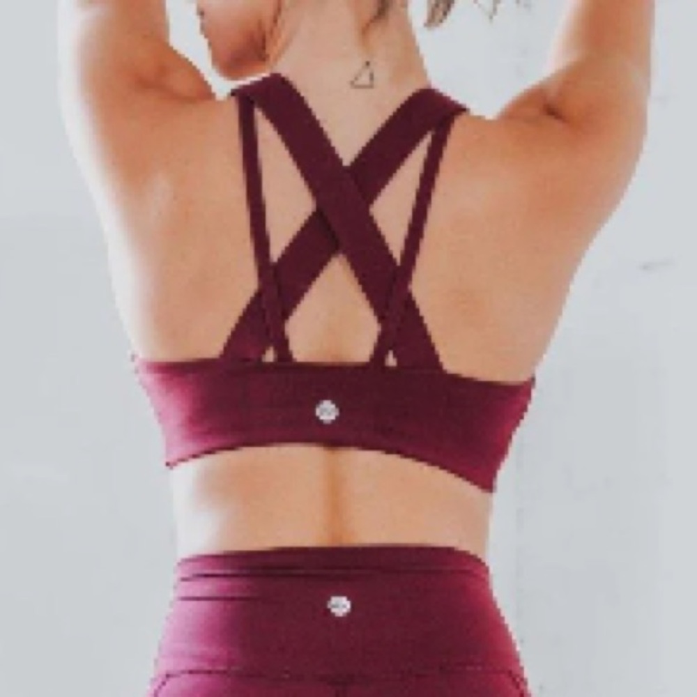 Senita Athletics Deep Red Crossback Sports Bra